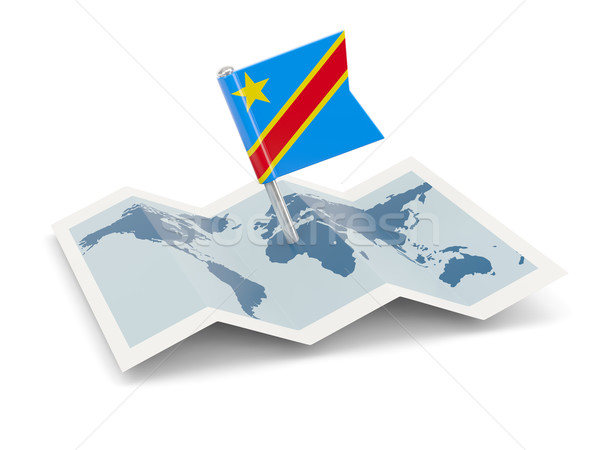 Karte Flagge demokratischen Republik Kongo isoliert Stock foto © MikhailMishchenko