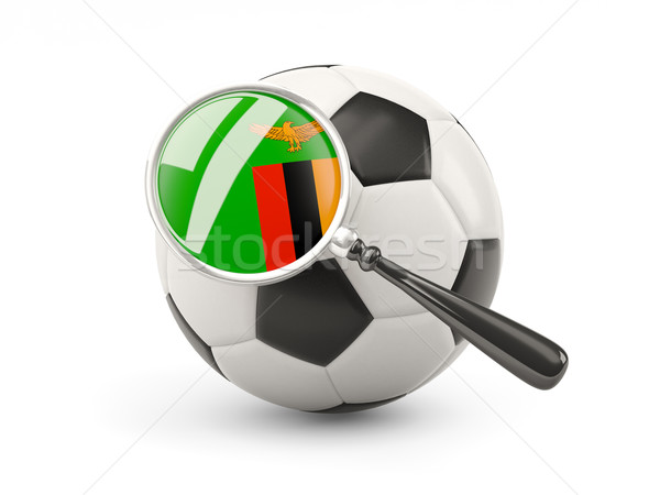 Stock photo: Football with magnified flag of zambia