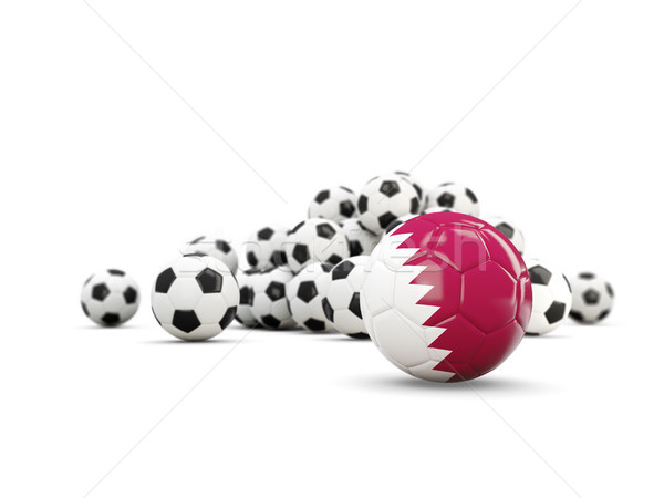 Football with flag of qatar isolated on white Stock photo © MikhailMishchenko