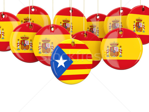 Stock photo: Round flags of Spain and Catalonia