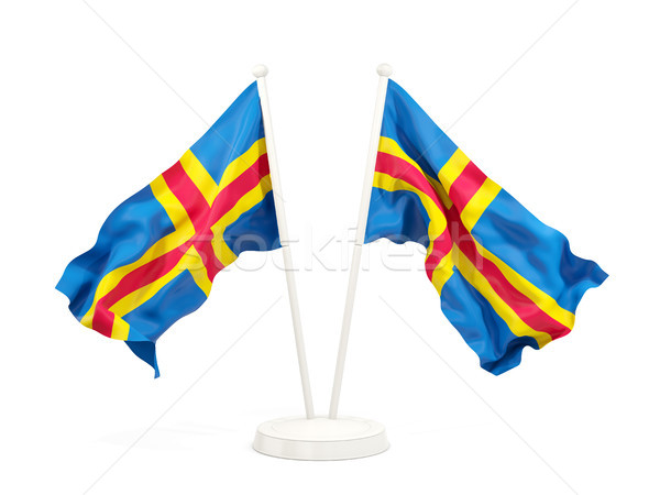 Two waving flags of aland islands Stock photo © MikhailMishchenko