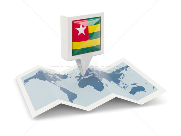 Stock photo: Square pin with flag of togo on the map