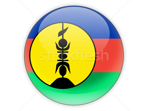 Stock photo: Round icon with flag of new caledonia