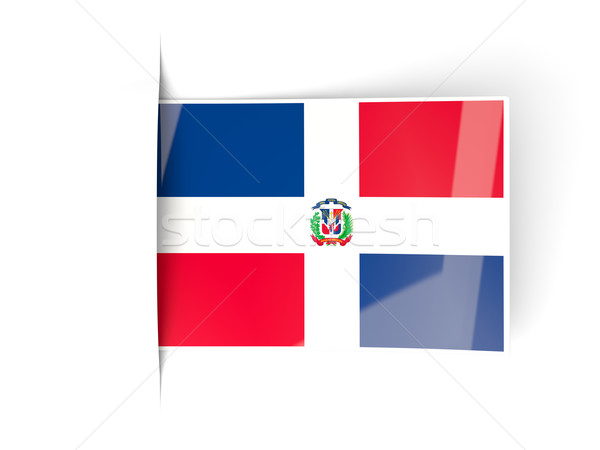 Foto stock: Cuadrados · etiqueta · bandera · República · Dominicana · aislado · blanco