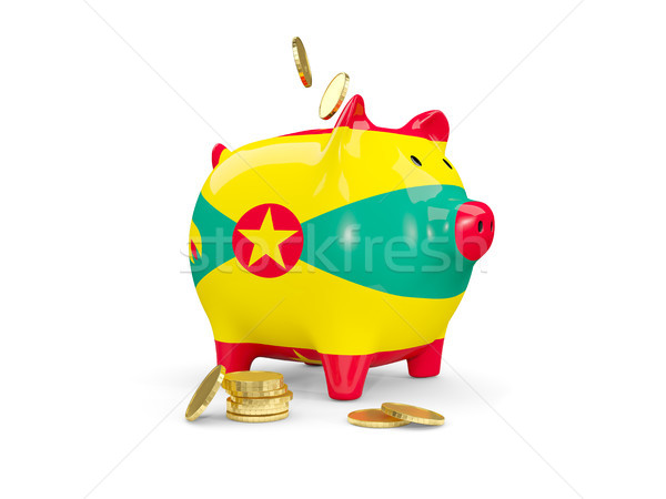 Stockfoto: Vet · spaarvarken · Grenada · geld · geïsoleerd · witte