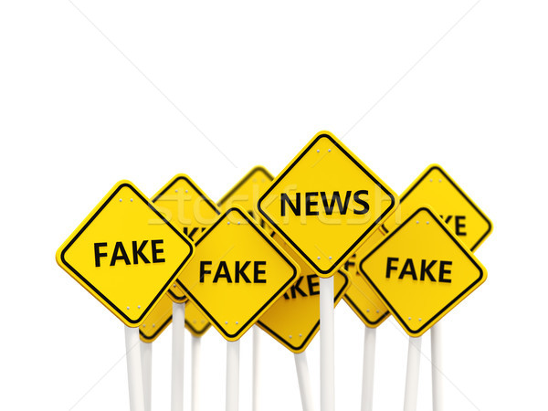 Stock photo: News road sign opposite to fake signs