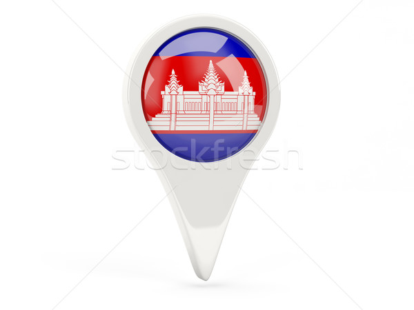 Foto stock: Bandera · icono · Camboya · aislado · blanco · mapa