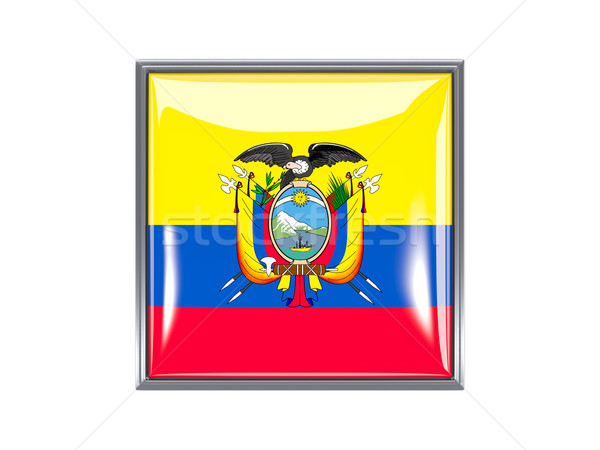 Cuadrados icono bandera Ecuador metal marco Foto stock © MikhailMishchenko