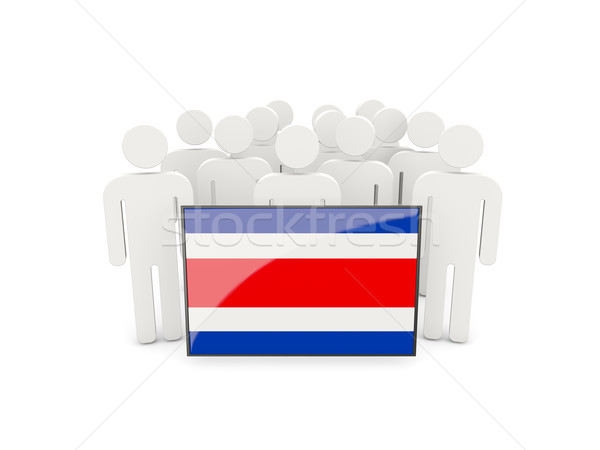 Foto stock: Pessoas · bandeira · Costa · Rica · isolado · branco · multidão