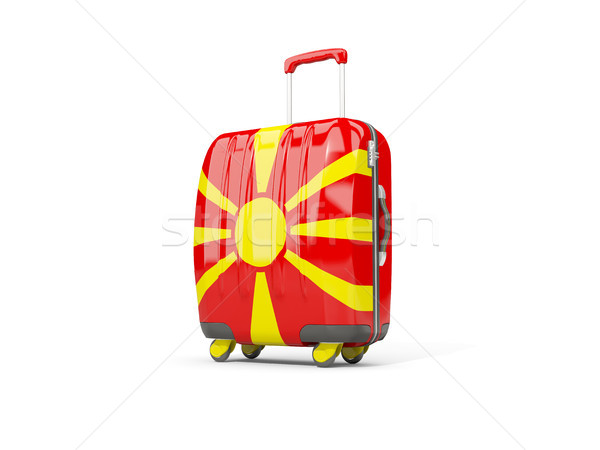 Luggage with flag of macedonia. Suitcase isolated on white Stock photo © MikhailMishchenko