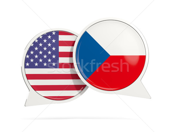 Chat bubbles of USA and Czech Republic isolated on white Stock photo © MikhailMishchenko