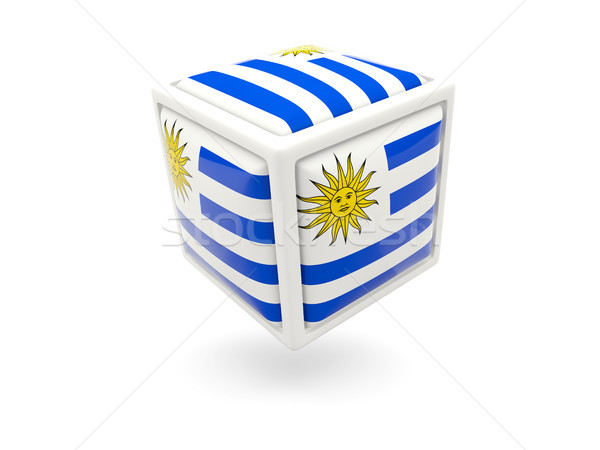 Bandeira Uruguai cubo ícone isolado branco Foto stock © MikhailMishchenko