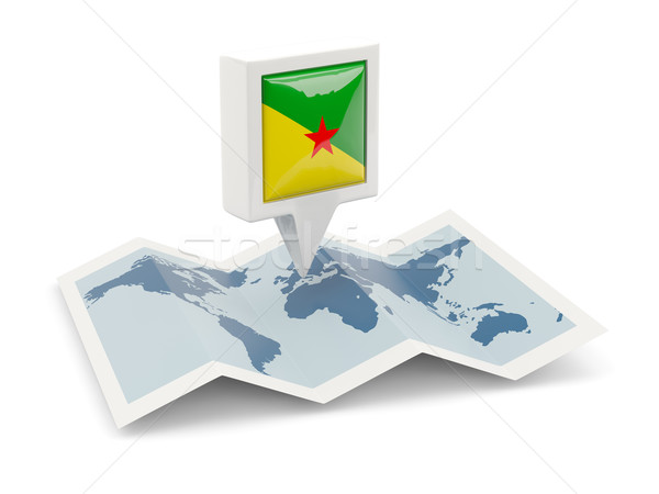 Square pin with flag of french guiana on the map Stock photo © MikhailMishchenko