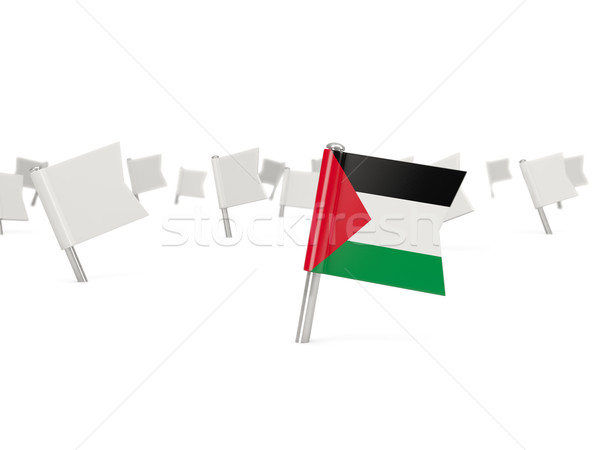 Square pin with flag of palestinian territory Stock photo © MikhailMishchenko