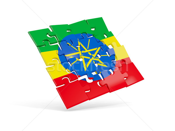 Quebra-cabeça bandeira Etiópia isolado branco ilustração 3d Foto stock © MikhailMishchenko