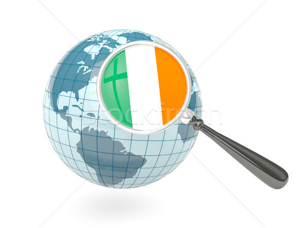 Stock photo: Magnified flag of ireland with blue globe