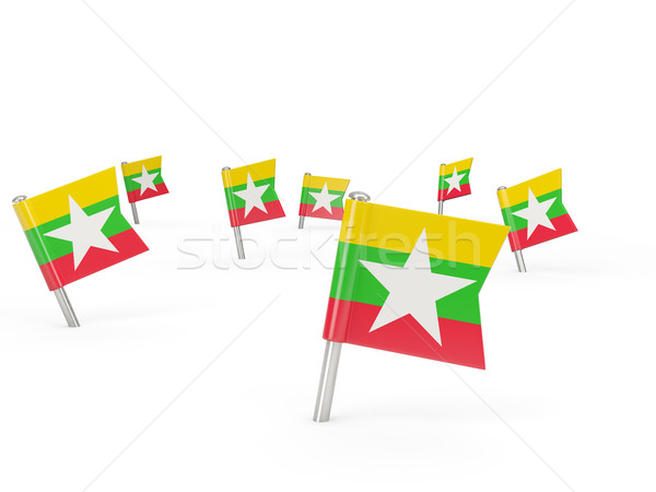 Square pins with flag of myanmar Stock photo © MikhailMishchenko