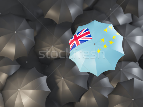 Paraplu vlag Tuvalu top zwarte parasols Stockfoto © MikhailMishchenko