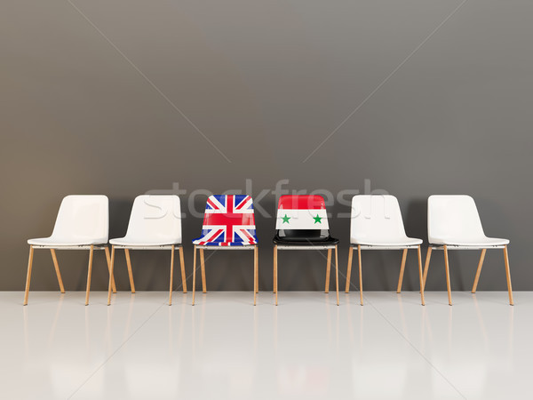 Chairs with flag of United Kingdom and syria Stock photo © MikhailMishchenko