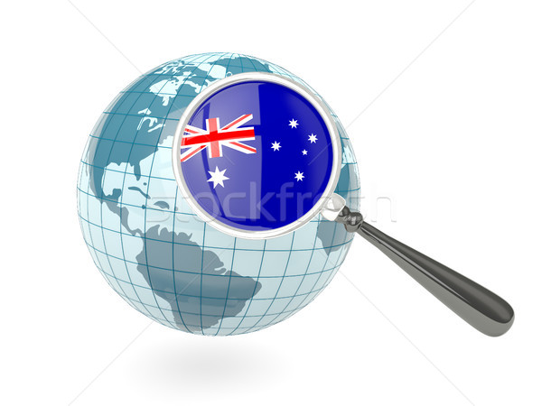 Foto stock: Bandeira · Austrália · azul · globo · isolado