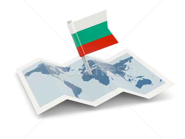 Stock fotó: Térkép · zászló · Bulgária · izolált · fehér