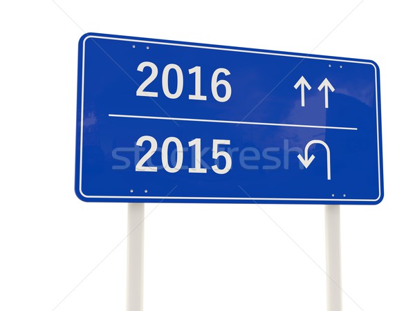 2016 nowy rok znak drogowy odizolowany biały podpisania Zdjęcia stock © MikhailMishchenko