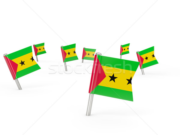 Square pins with flag of sao tome and principe Stock photo © MikhailMishchenko