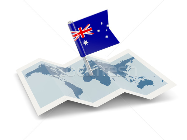 Térkép zászló Ausztrália izolált fehér Stock fotó © MikhailMishchenko