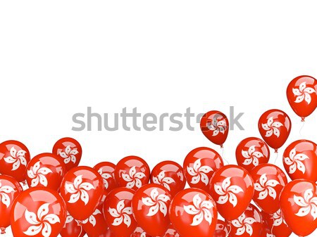 Vliegen ballonnen vlag Hong Kong geïsoleerd witte Stockfoto © MikhailMishchenko