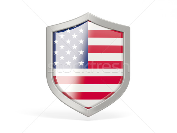 Stock photo: Shield icon with flag of united states of america