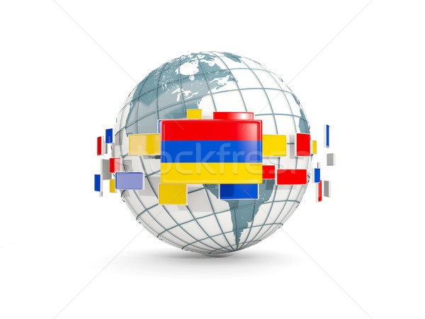 Globe with flag of armenia isolated on white Stock photo © MikhailMishchenko