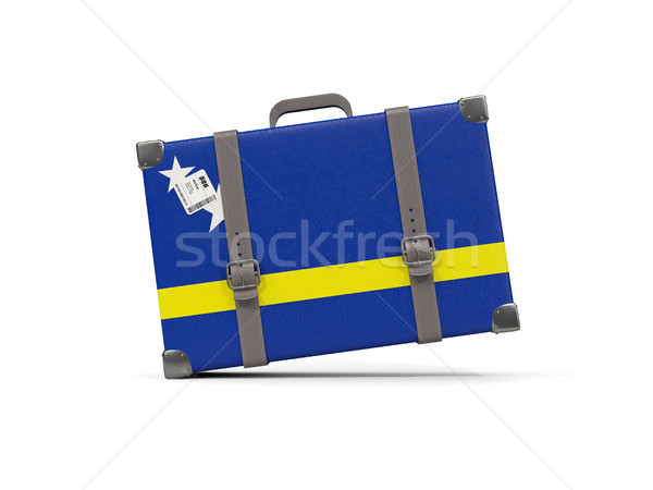 Luggage with flag of curacao. Suitcase isolated on white Stock photo © MikhailMishchenko