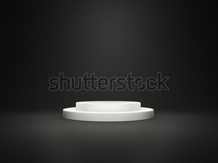 White empty pedestal with lights isolated on black background Stock photo © MikhailMishchenko