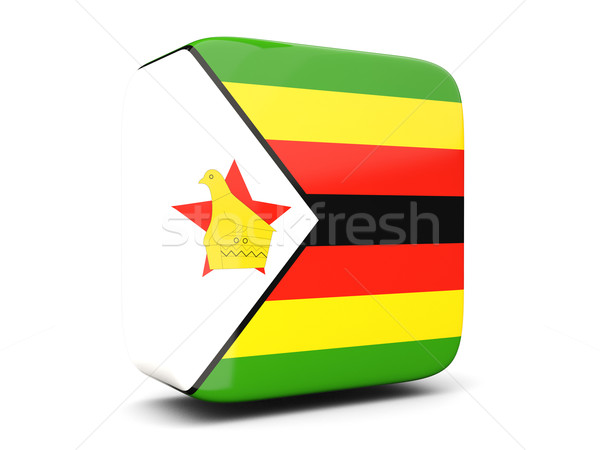 Vierkante icon vlag Zimbabwe 3d illustration geïsoleerd Stockfoto © MikhailMishchenko