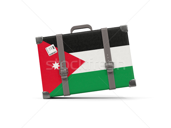 Foto stock: Bagagem · bandeira · Jordânia · mala · isolado · branco