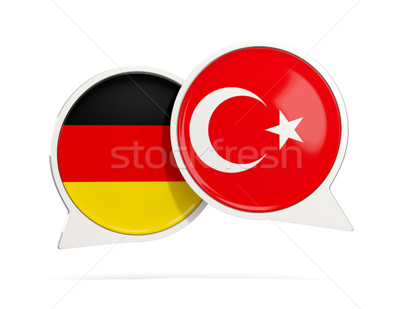 チャット 泡 ドイツ トルコ 孤立した 白 ストックフォト © MikhailMishchenko
