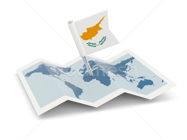 Harita bayrak Kıbrıs yalıtılmış beyaz Stok fotoğraf © MikhailMishchenko