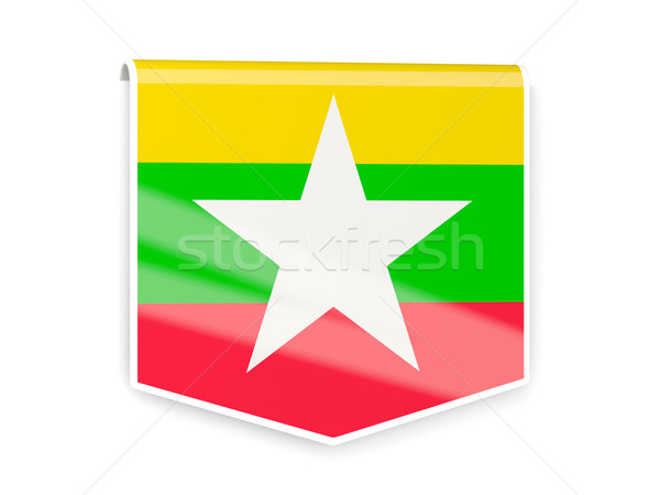 [[stock_photo]]: Pavillon · étiquette · Myanmar · isolé · blanche · monde