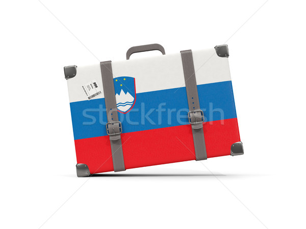 Luggage with flag of slovenia. Suitcase isolated on white Stock photo © MikhailMishchenko