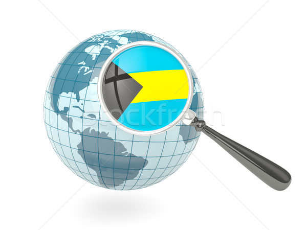 Magnified flag of bahamas with blue globe Stock photo © MikhailMishchenko