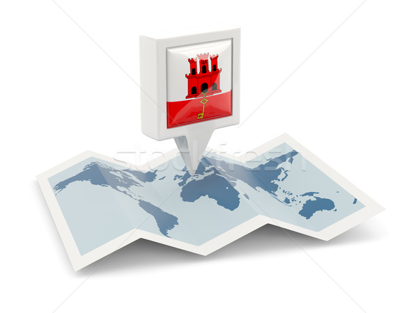 Square pin with flag of gibraltar on the map Stock photo © MikhailMishchenko