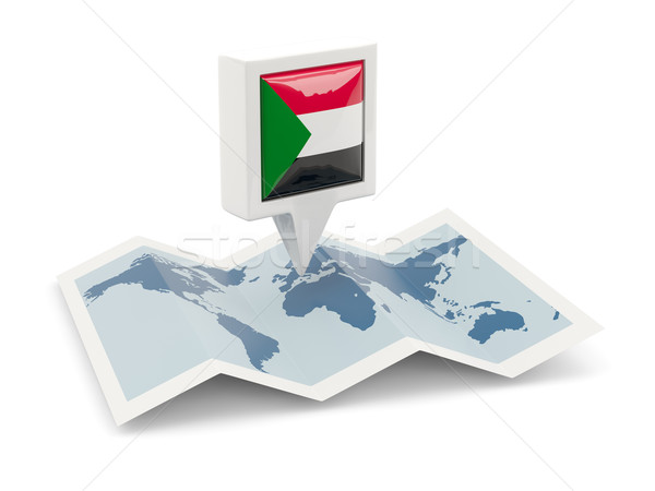 Piazza pin bandiera Sudan mappa viaggio Foto d'archivio © MikhailMishchenko