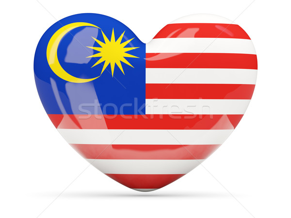 Szív alakú ikon zászló Malajzia izolált Stock fotó © MikhailMishchenko