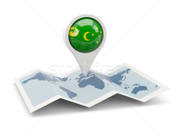 Round pin with flag of cocos islands Stock photo © MikhailMishchenko