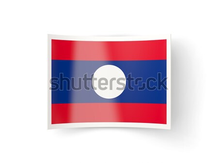 Praça adesivo bandeira Laos isolado branco Foto stock © MikhailMishchenko