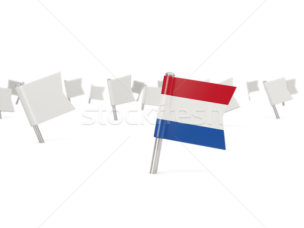 Piazza pin bandiera Paesi Bassi isolato bianco Foto d'archivio © MikhailMishchenko