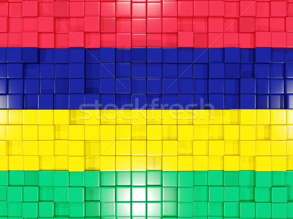 Background with square parts. Flag of mauritius. 3D illustration Stock photo © MikhailMishchenko
