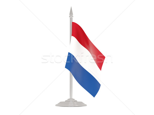 Stock photo: Flag of netherlands with flagpole. 3d render