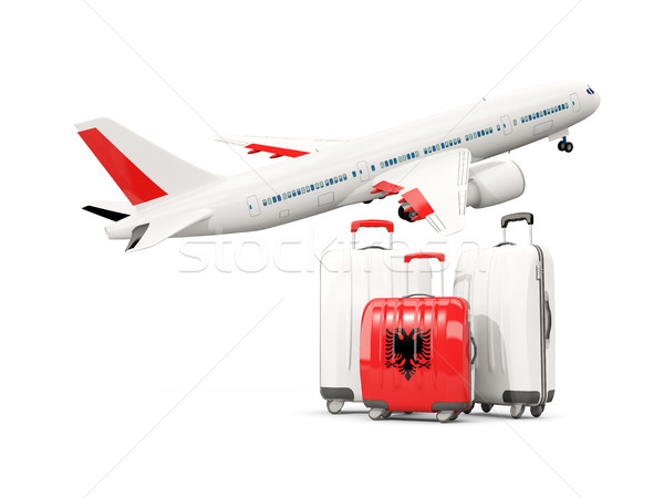 Bagagem bandeira três sacos avião isolado Foto stock © MikhailMishchenko