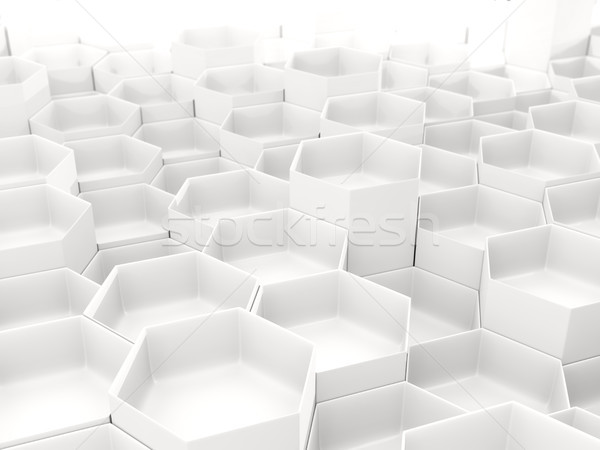 Alb industrial hexagon model ilustrare 3d fundal Imagine de stoc © MikhailMishchenko